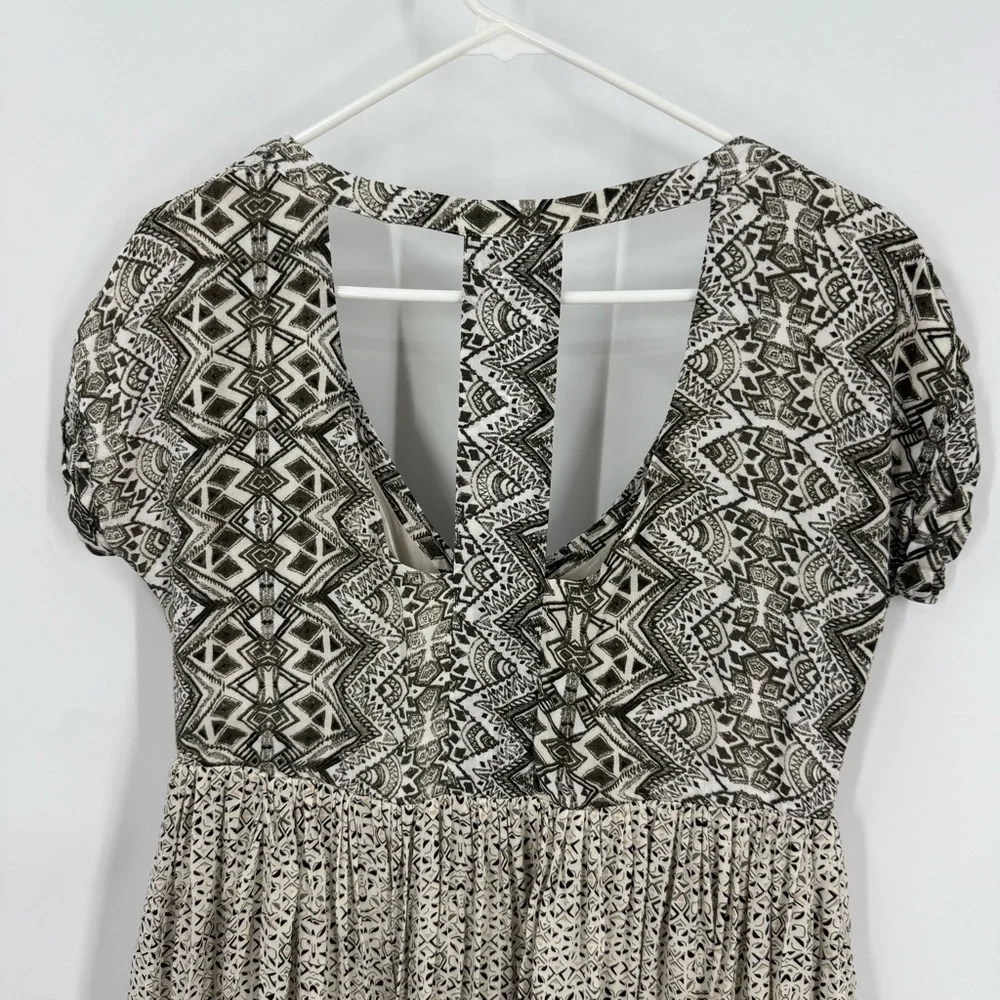 Free people sundown multi print open cut out back mini dress with pockets S